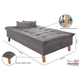Sofá Cama Berlim Plus 3 Lugares em Veludo  - 4