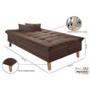 Ver imagem 4 de Sofá Cama 3 Lugares Reclinável Veludo Marrom Linha Pés Madeira 