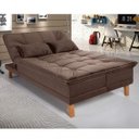 Ver imagem 2 de Sofá Cama 3 Lugares Reclinável Veludo Marrom Linha Pés Madeira 