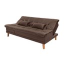 Ver imagem 6 de Sofá Cama 3 Lugares Reclinável Veludo Marrom Linha Pés Madeira 