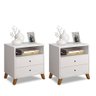 CONJUNTO 2 MESAS DE CABECEIRA 2 GAVETAS BRANCO - 1