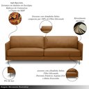 Ver imagem 3 de Sofá Decorativo Anthony 3 Lugares Sala de Estar 240cm Pés em Aço Couro Caramelo G88 - Gran Belo