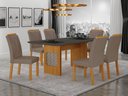 Ver imagem 1 de Conjunto Sala de Jantar Lara 1,60m com 6 Cadeiras Clara Plus Cinamomo/Chumbo/Joli Camurça