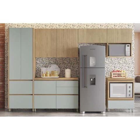 Cozinha Modulada Nesher Rainha Gourmet 6 Peças (3aéreos+1paneleiro+2balcões) C6p39 Nature/verde-