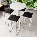 Ver imagem 1 de Conjunto Mesa Alta Bar Bistrô Redonda Branca 4 Bancos Estofado Don Castro Decor