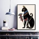 Ver imagem 1 de Quadro Decorativo Gato Bastet com Flor de Lotus 24x18cm:madeira Preta