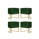 Ver imagem 1 de Kit 4 Poltronas Reforçada Decorativa Sala Gabriela Base Ferro Dourada Suede Verde