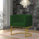 Ver imagem 2 de Kit 4 Poltronas Reforçada Decorativa Sala Gabriela Base Ferro Dourada Suede Verde