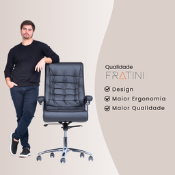 Cadeira de Escritório Ergonômica Giratória Couro Presidente Molas Califórnia Fratini - 7