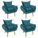 Ver imagem 1 de Kit 4 Poltronas Decorativa Opala Pés Palito Veludo Azul Tiffany Chamby Móveis