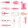 Kit Higiene Bebe Recem Nascido Termometro Cortador de Unha:rosa - 5