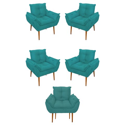 Kit 05 Poltrona Sofá Sala, Quarto, Escritório – Balaqui Decor Cor:azul Turquesa