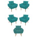 Ver imagem 1 de Kit 05 Poltrona Sofá Sala, Quarto, Escritório – Balaqui Decor Cor:azul Turquesa