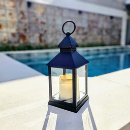 Kit 6 Lanterna Marroquina Preta Vela Led Luminária Lampião - 9