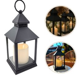 Kit 6 Lanterna Marroquina Preta Vela Led Luminária Lampião - 10