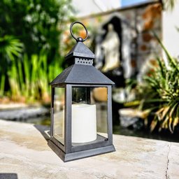 Kit 6 Lanterna Marroquina Preta Vela Led Luminária Lampião - 6