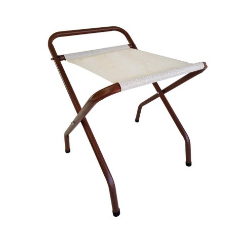 Suporte de Mala Alumínio Amadeirado com Encosto Bege Reforçado 100 KG