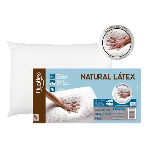 Travesseiro Natural Látex em Algodão 50x70cm Branco Duoflex