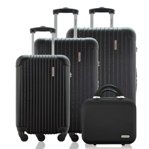 Kit Conjunto 3 Malas Rígidas 360° com Frasqueira - Gladiador A2c3 Cor: Preto