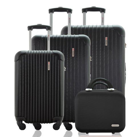 Kit Conjunto 3 Malas Rígidas 360° com Frasqueira - Gladiador A2c3 Cor: Preto