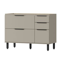 Balcão de Cozinha para Pia Florença 100% Mdf 2 Portas 3 Gavetas Fendi/castanho - Mx Móveis - 1