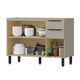 Balcão de Cozinha para Pia Florença 100% Mdf 2 Portas 3 Gavetas Fendi/castanho - Mx Móveis - 2