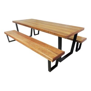 Jogo Mesa e 2 Bancos Industrial Diamond 1,80m Ferragem Preta