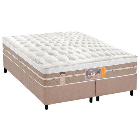 Cama Box Crc King + Colchão Molas Pocket Castor Silver Star 193x203