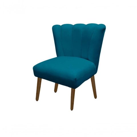 Cadeira Pétala Flor para Sala de Estar Penteadeira Salão Suede Azul Tiffany
