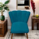 Ver imagem 4 de Cadeira Pétala Flor para Sala de Estar Penteadeira Salão Suede Azul Tiffany