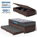 Ver imagem 2 de Cama Box Baú com Auxiliar + Colchão de Espuma D60 Double Face Comfort Force Probel Solteiro 88cm