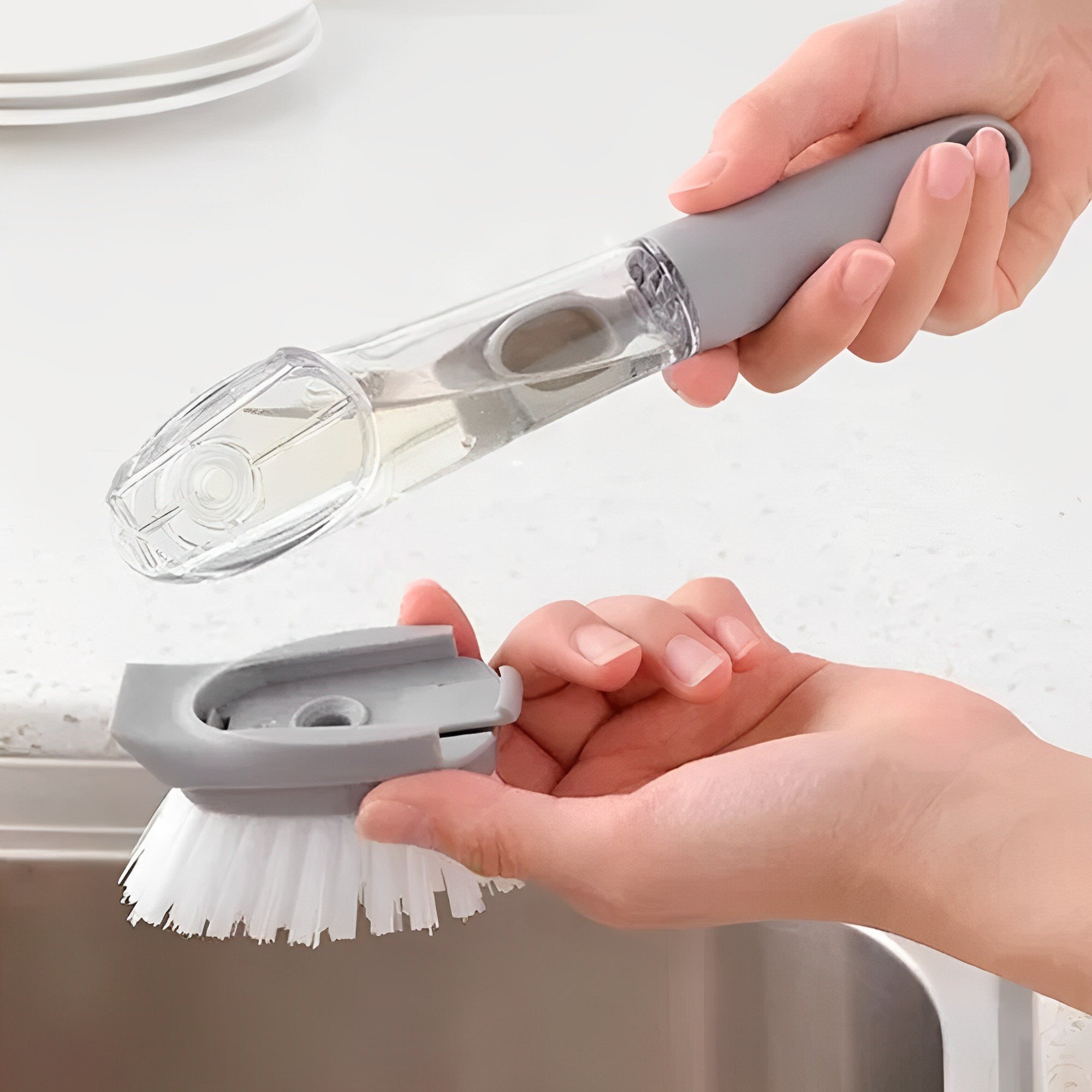 Escova + Esponja para Lavar Louça com Dispenser (2 em 1 ) - 6