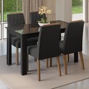 Ver imagem 1 de Conjunto Sala de Jantar Tampo de Vidro 4 Cadeiras Rustic/Preto/Oxford Pétala Madesa