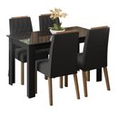 Ver imagem 2 de Conjunto Sala de Jantar Tampo de Vidro 4 Cadeiras Rustic/Preto/Oxford Pétala Madesa