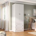 Ver imagem 1 de Guarda Roupa Fort em Mdf 81,2x220,2cm 2 Portas 2 Gavetas Branco 1207