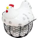 Ver imagem 1 de Cesto Galinha Porta Ovos Cerâmica Decorativo 12 Ovos Branco