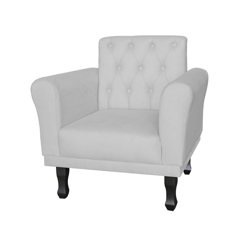 Poltrona Decorativa Pés Luis VX Para Recepção Classic Suede Branco - LM DECOR