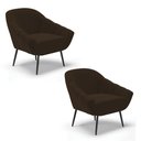 Ver imagem 1 de Kit 2 Poltronas Giovana Suede Marrom Pés Palito de Ferro - D'Rossi