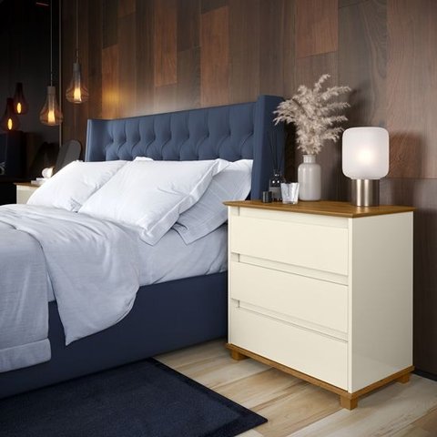 Mini Cômoda Quarto Valentine Cor Off / Freijó - Comprar Moveis em Casa