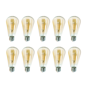 Kit 10 Lâmpadas Filamento LED ST64 4W Vintage Retrô Âmbar