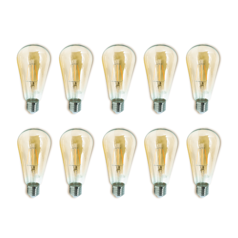 Kit 10 Lâmpadas Filamento LED ST64 4W Vintage Retrô Âmbar