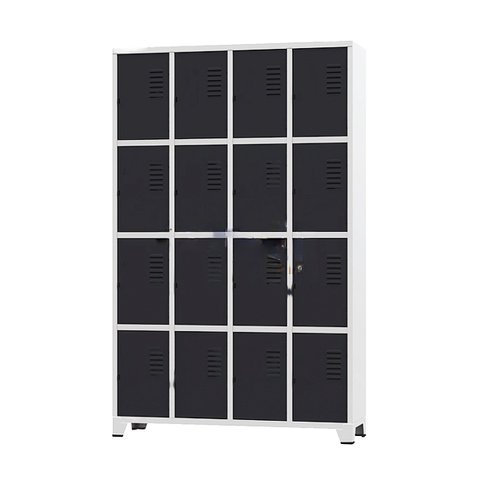 Armário Roupeiro De Aço Para Vestiário 16 Portas Locker Preto