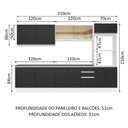 Ver imagem 4 de Armário de Cozinha Completa 100% MDF 310cm Branco/Preto Acordes Madesa 01