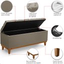 Ver imagem 6 de Recamier Baú Dubai Linho Marrom Casal 1,30m Estofado Base Madeira