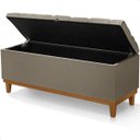 Ver imagem 2 de Recamier Baú Dubai Linho Marrom Casal 1,30m Estofado Base Madeira