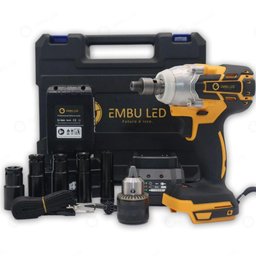 Parafusadeira Furadeira Chave de Impacto 2 Baterias 48v Bivolt sem Fio Embuled - 4