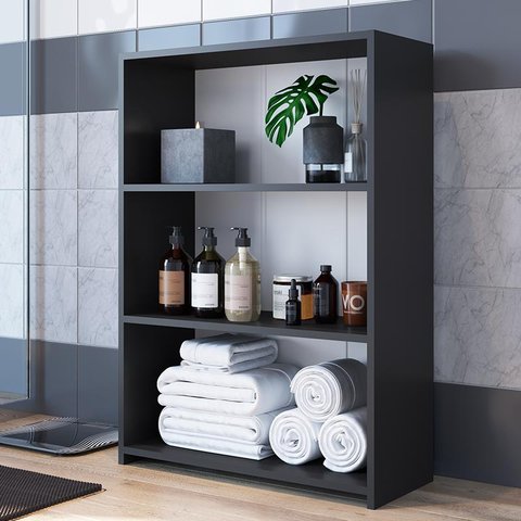 Estante para Livros Multiuso Organizadora Baixa 63cm Funcionale Mo040 Art In Móveis - Preta