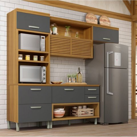 Cozinha 3 Peças Ripado Torre Quente Princesa 100% Mdf Nesher
