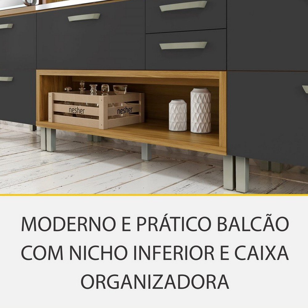 Cozinha 3 Peças Ripado Torre Quente Princesa 100% Mdf Nesher - 3