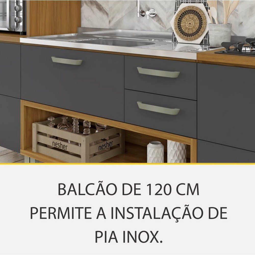 Cozinha 3 Peças Ripado Torre Quente Princesa 100% Mdf Nesher - 12